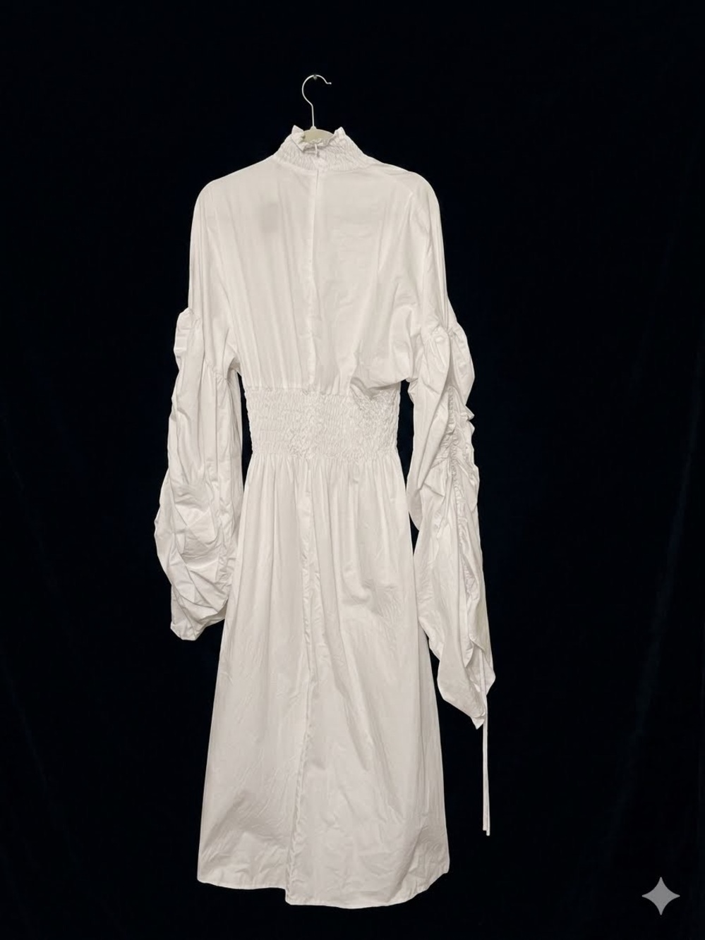 Toit Volant White Spencer Oversized Sleeve Smocked Dress Size XL